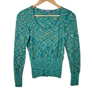 Anthropologie Green and Yellow Tight Fitting Top Womens Size XS